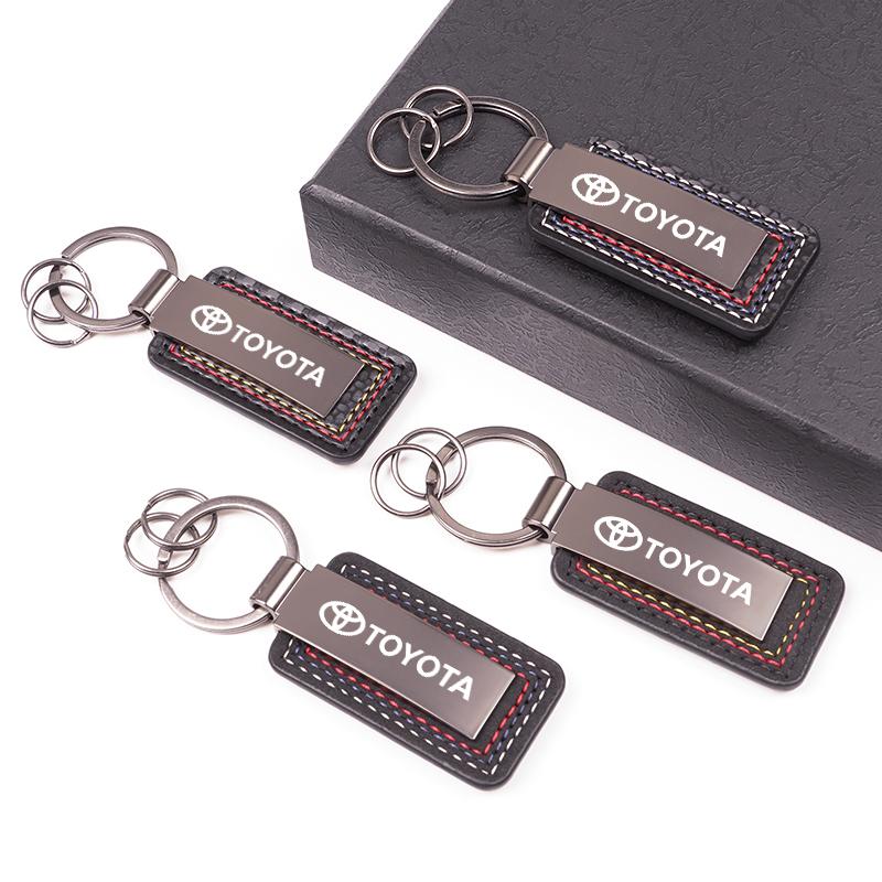 Car Key Cover Pendant Suede Keychain Carbon Leather Keyring For Toyota Hilux Aygo Yaris Ractis Corolla Camry CHR Auris Tacoma