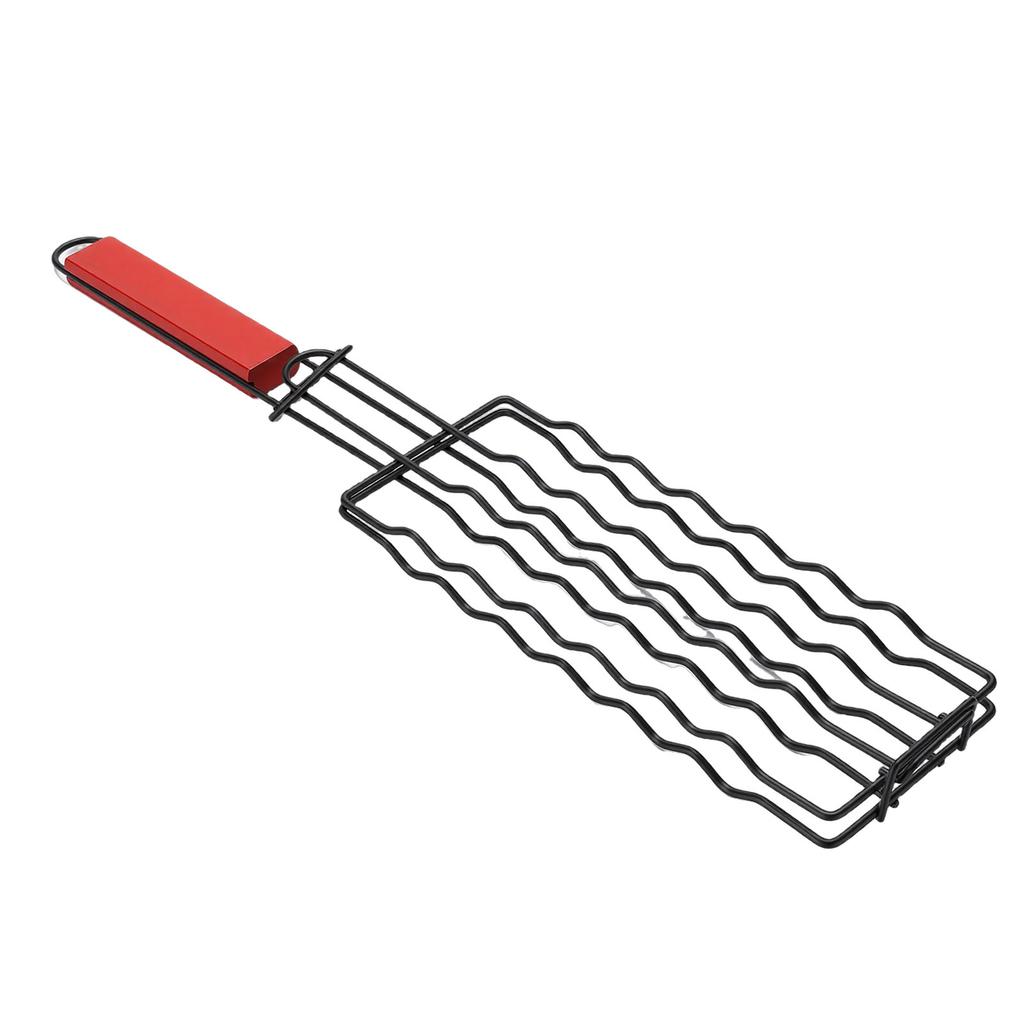 Hot Dog Holder for Grilling Iron Multifunctional BBQ Sau Grill Rack with Wooden Handle for Mt Vegetables