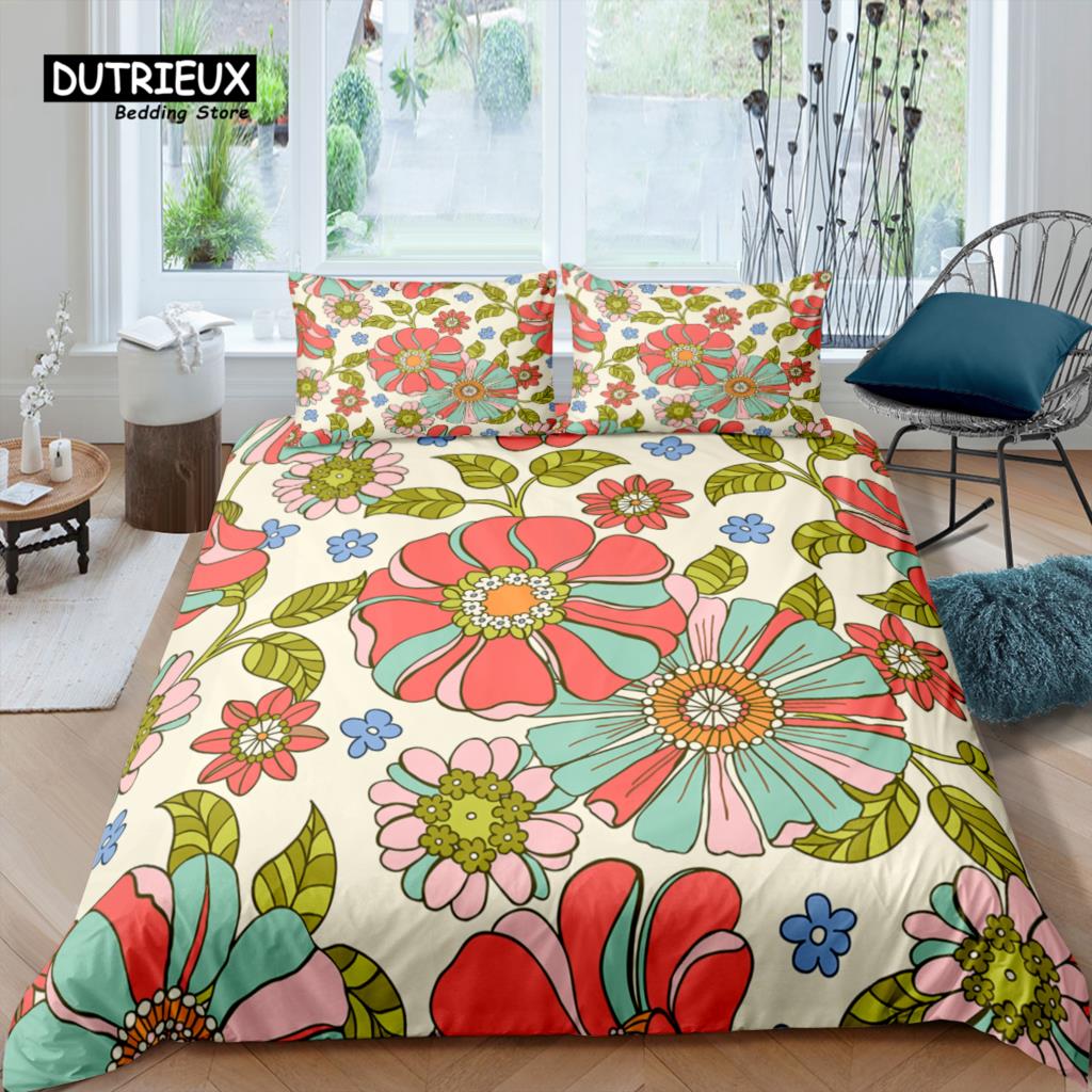 Home Living Luxury 3D Print Daisy Bedding Set Flower Duvet Cover Pillowcase Queen and King EU/US/AU Size Polyester Bedding
