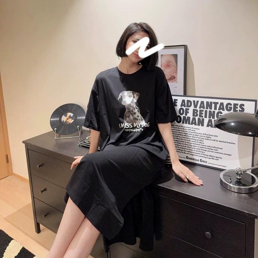 

Женское платье-футболка с короткими рукавами и круглым вырезом, большого размера, свободного кроя, длинное, в стиле кэжуал, длиной до колена, для сна 4XL чёрный