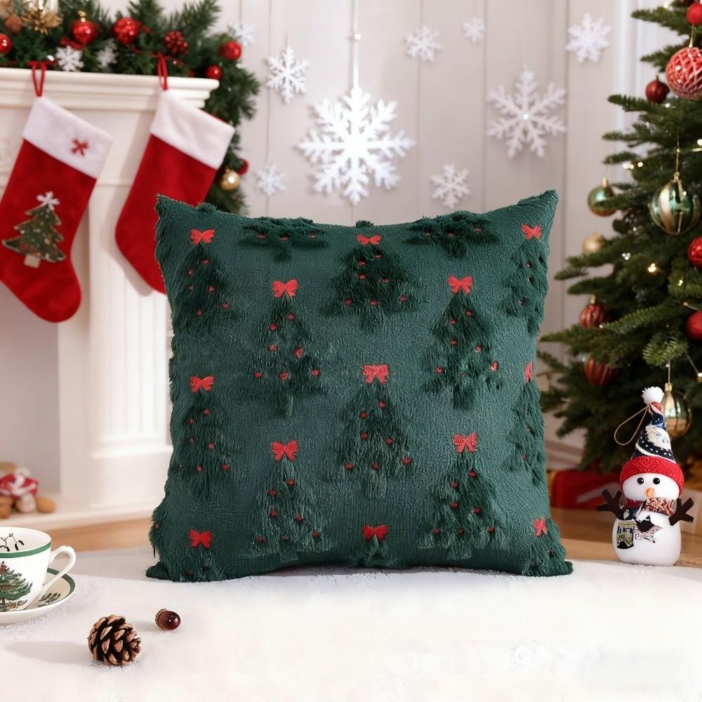 

New Christmas Tree Cushion Cover Decorative Soft Xmas Tree Pillowcase Square Throw Pillow Cover Festive Atmosphere