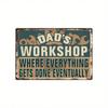 Vintage Metal Wall Sign Dad Workshop Retro Tin Art Garage Decor Man Cave Bar