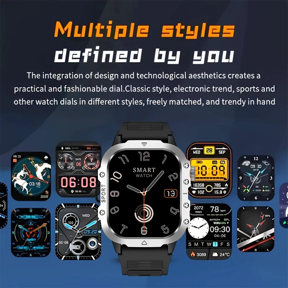 New For Android Military Smart Watch Men Flashlight Heart Rare Waterproof Outdoor Sports Tracker Wireless Calling Smartwatch