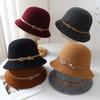 Elegant Hepburn Woolen Knitted Bucket Hat Women's Autumn and Winter Premium French Retro Warm and Cold Simple Basin Hat