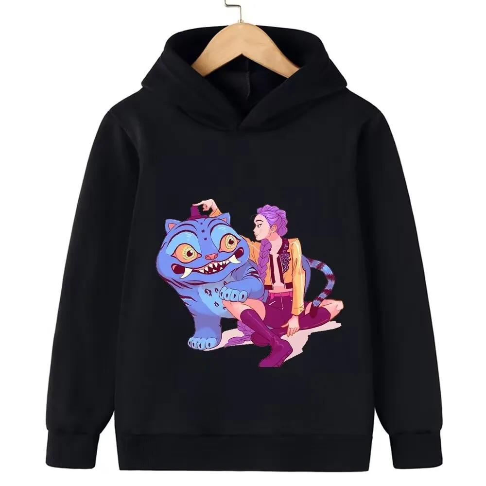 2025 New Kpop Witch Hunt Children's Hoodie Fashionable and Versatile Cartoon Pattern Printed Girls' Sportswear