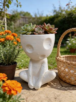 Simple Quirky Cute Doll Flower Pot Decoration Creative Living Room Dried Flower Arrangement for Friend Gift