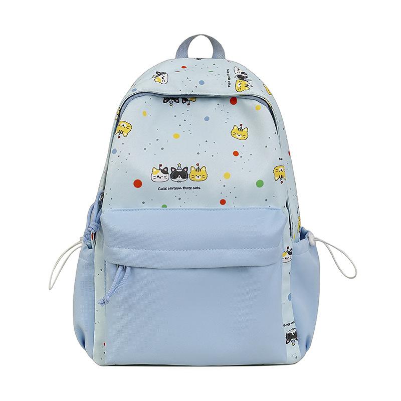 Schoolbag middle school student schoolbag new cartoon cute kitten print backpack casual junior high school backpack female wholesale