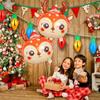 1 szt. balon głowa renifera świątecznego, dekoracja na przyjęcie świąteczne, balon foliowy z czapką Mikołaja, balon na przyjęcie bożonarodzeniowe