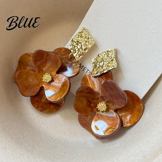 Stud Earrings Anniversary Gift 1 Pair Women Exaggerated Flower Shape