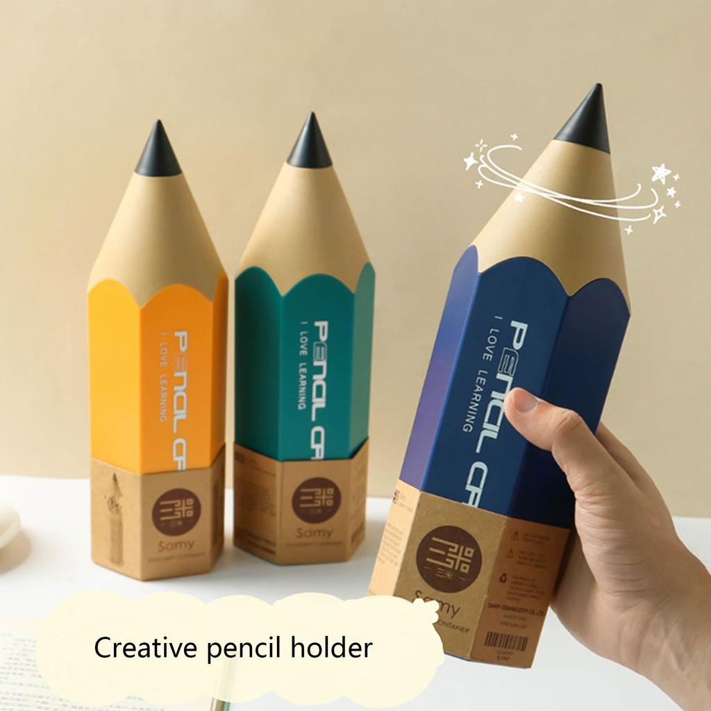 Students Pencil Shaped Pot Pen Holder Colorful Vase Pencil Container Desktop Accessory Stationery Storage Organizer Case