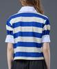 Sitipabjeu [Cp] Crop Puff Stripe Pique Collar Short Sleeve Tee [Blue]