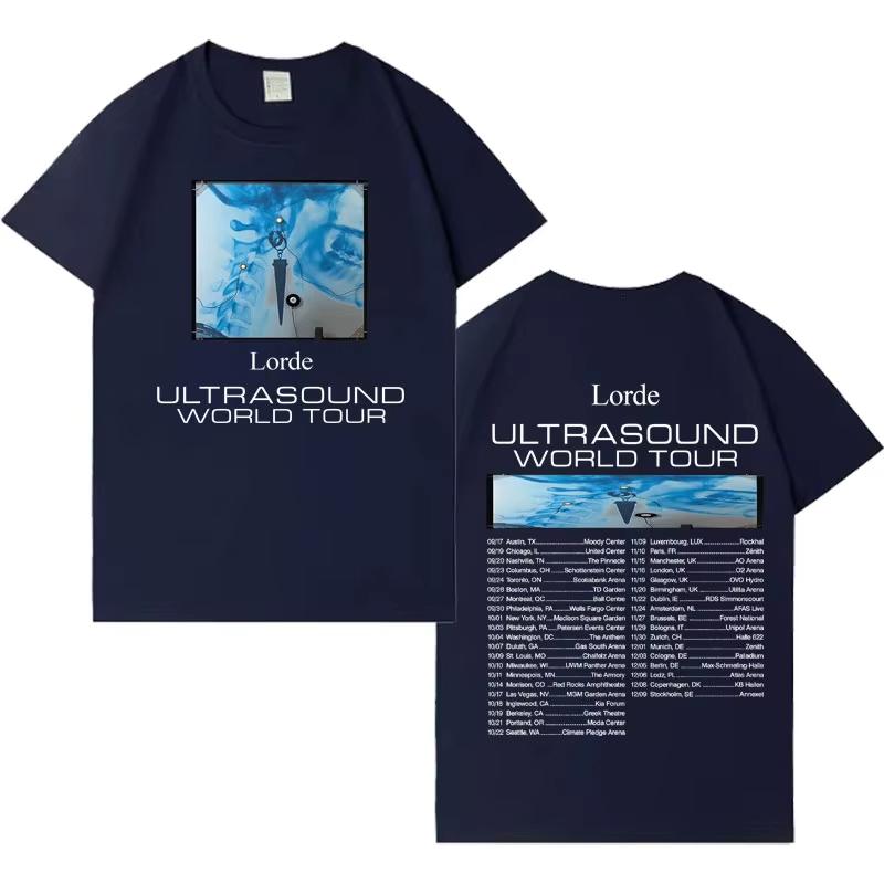 Singer Lorde Ultrasound World Tour Tee Men Women Hip Hop Tshirt Y2K Cotton Harajuku Tshrit High Street Pop Short Sleeve Top
