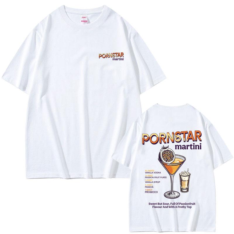 2025 Summer Funny Pornstar Martini Cocktail Graphic Men Women Casual Oversized Tshirts Short Sleeve Mens Pure Cotton Tshirt