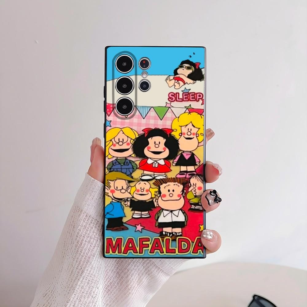 Cartoon M-Mafalda Cute Girl Phone Case For Samsung Galaxy S25 S24 S22 S23 Ultra S21 S20 Plus 5G Frosted Non-Slip Full Soft Cover