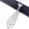 Silver Crystal Necktie Adjustable Length Knot Free Necktie Costume Neckwear  Club Party Necklace