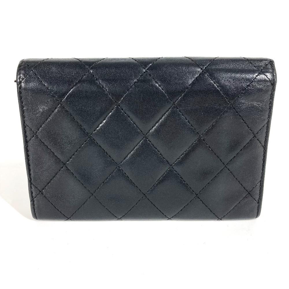 Chanel Cambon Line CC CC Mark Logo Compact Folded Wallet Leather Black/White