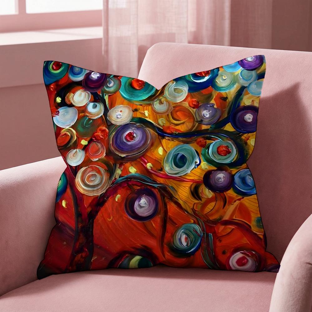 Colored Tree Cushion Cover Multi-Scene Pillow Cover for Home & Car - Reversible, Soft & Durable for Daily Use