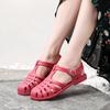 Women's Closed-Toe Hollow Sandals Summer Flat Non-Slip Beach Jelly Shoes Breathable Roman Sandals
