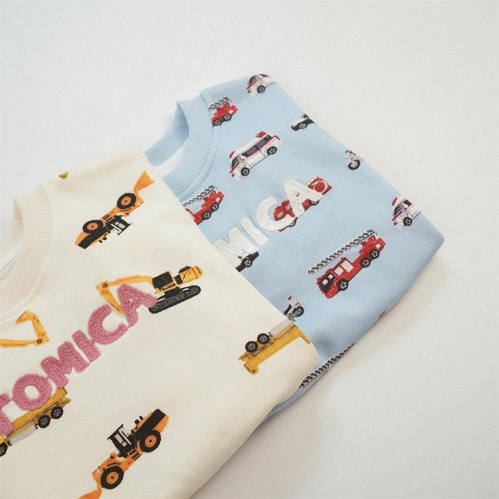 Chłopięca Bluza z Japońskim Kreskówkowym Koparką - Styl Wiosna/Jesień 2025 dla Małych i Średnich Dzieci