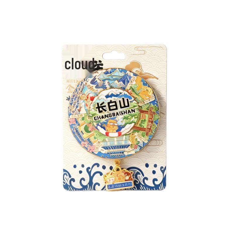 Changbai Mountain Auspicious Clouds Metal Fridge Magnet - Creative Tourist Landmark Decoration