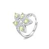 S925 Silver Adjustable Ring with Natural Crystal/Peridot/Topaz, Gemstone Jewelry for Women
