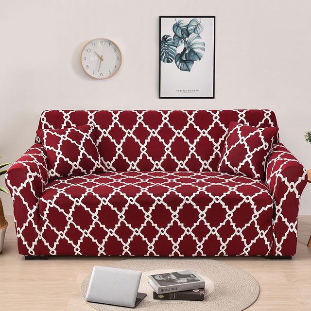 Elastic Triangle Pattern Sofa Cover Stretch Sofa Covers for Living Room Sofa Towel Slip -Resistant Fully -Wrapped Couch Cover