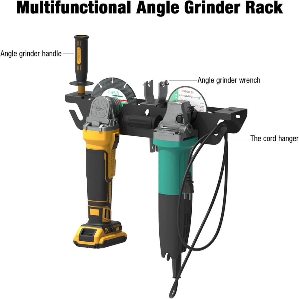 Angle Grinder Holder Rack/Stand Storage Rack with Cord Hanger, Wall Mount Bracket for Cutters Polishers, Garage and Workspace