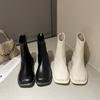 Fashion Women White Mid Calf  Boots Low Heel Elasticity Ankle Boots Woman Winter Fashion Autumn 2024 Chelsea Booties Ladies Shoes