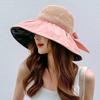 Summer sunscreen vinyl bow sun hat women's Japanese and Korean hat UV protection big eaves face covering sun empty top hat