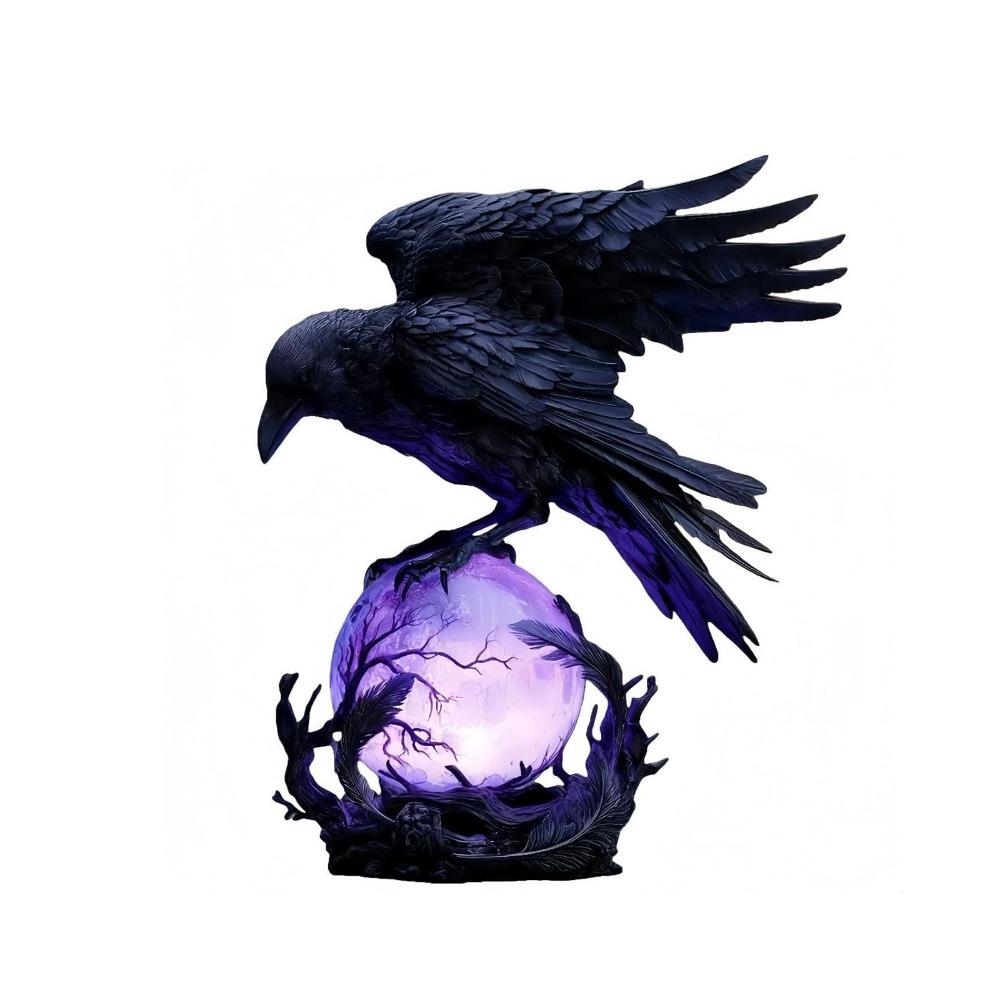 

Сяючий шар Готична лампа Ворон Фіолетове сяйво Ворони Ворон Настільні лампи Домашній декор для робочого столу A