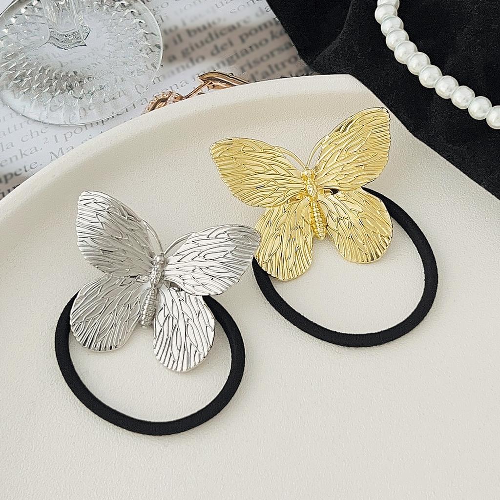 4Pcs Metal Circle Hair Cuff Elastic Hair Band Hair Ties Ponytail Holder Hair Rope Accessory for Women Girls
