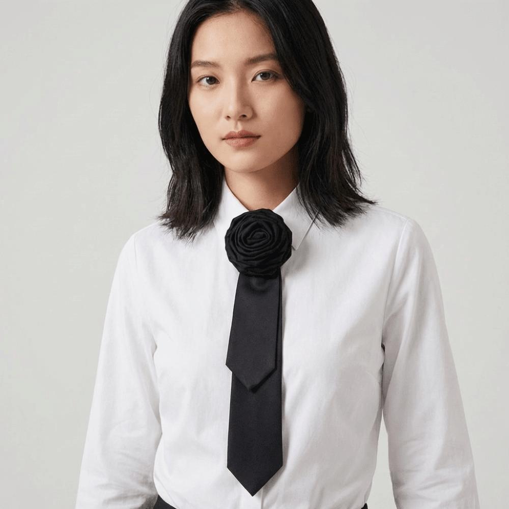 Solid Color Collar Flower British Style Gentleman's Bow Tie Fashion Rose Flower Bowtie Women