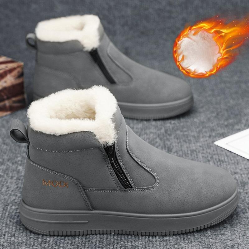 Zimowe Męskie Buty Śniegowce Wodoodporne Antypoślizgowe Pluszowe Wysokie Wygodne Ciepłe Zapinane na Zamek Outdoorowe Trampki