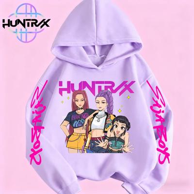 HUNTRIX SAJABOYS K-POP Group Boy Girl Pullovers Hoodie Outdoor Street Sports Casual Loose Children Long-sleeve Warm Sweatshirt