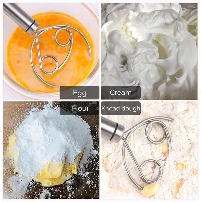 Danish Dough Whisk Stainless Steel Dough Whisk Egg Mixer Kitchen Hand  Egg Mixer Blender Perfect For Bread Pastry Baking Tools