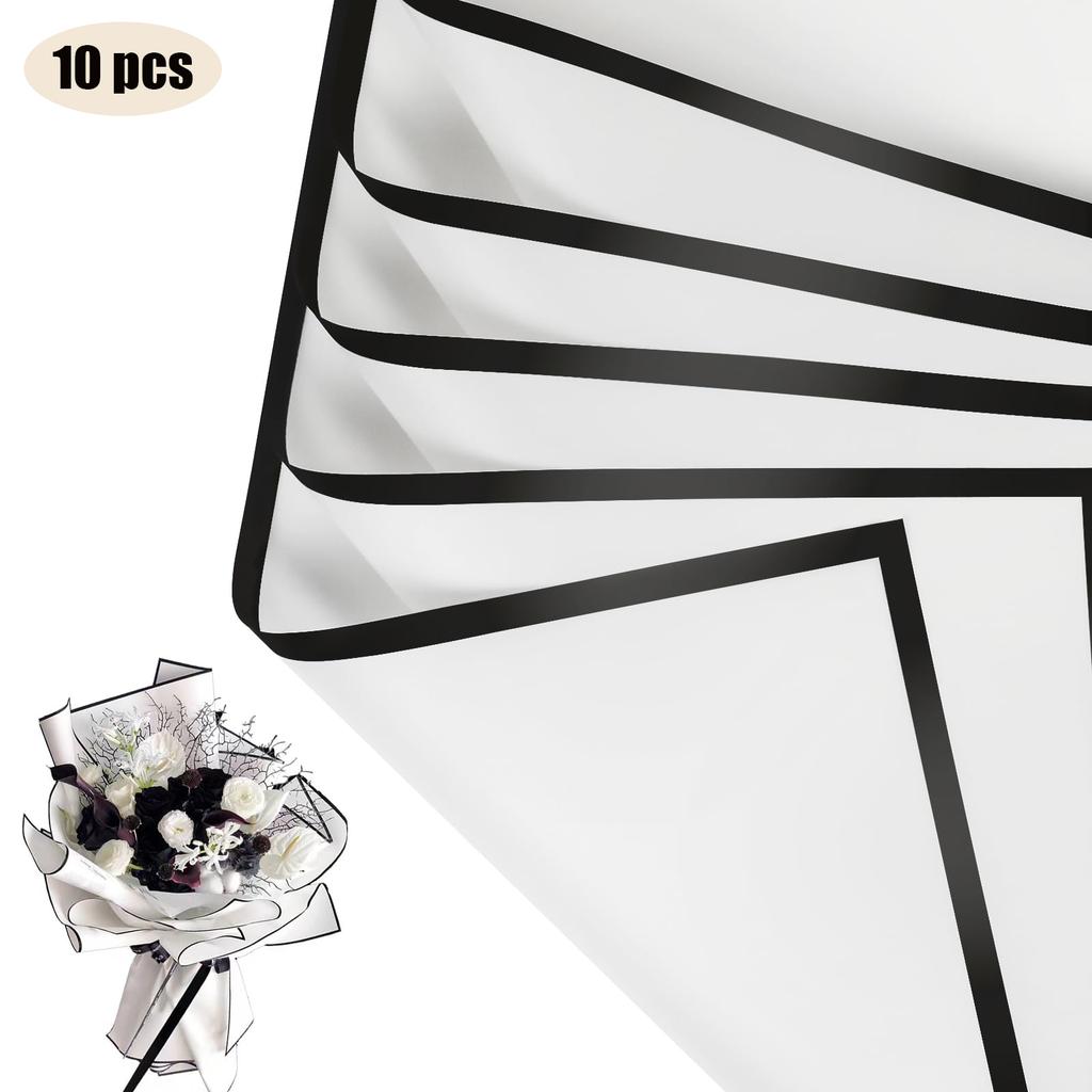 10 Sheets Flower Wrapping Paper with Golden Edges, Waterproof Bouquet Packaging - Ideal for DIY Weddings & Birthdays 2035