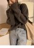 Women's Thick Ribbed Wool Turtleneck Sweater - Loose, Versatile Knit Top