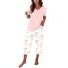 Women's Casual Loungewear Set with Printed Short Sleeve Round Neck T-Shirt and Loose Fit Pants