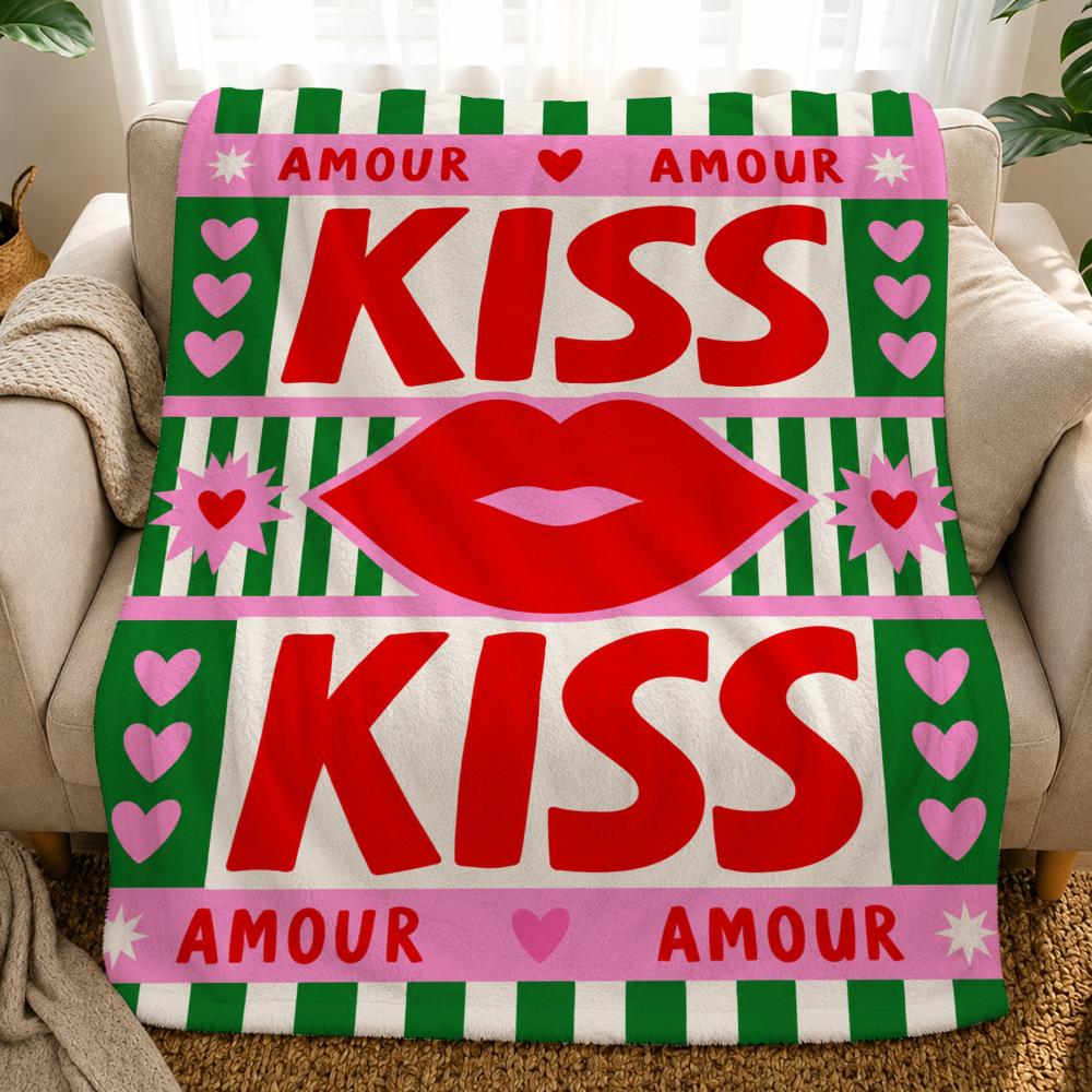 Colorful Love Quote Floral Pop Art Retro Aesthetic Throw Soft Flannel Throw Blanket For Couch Bed Sofa Warm Cozy All Season