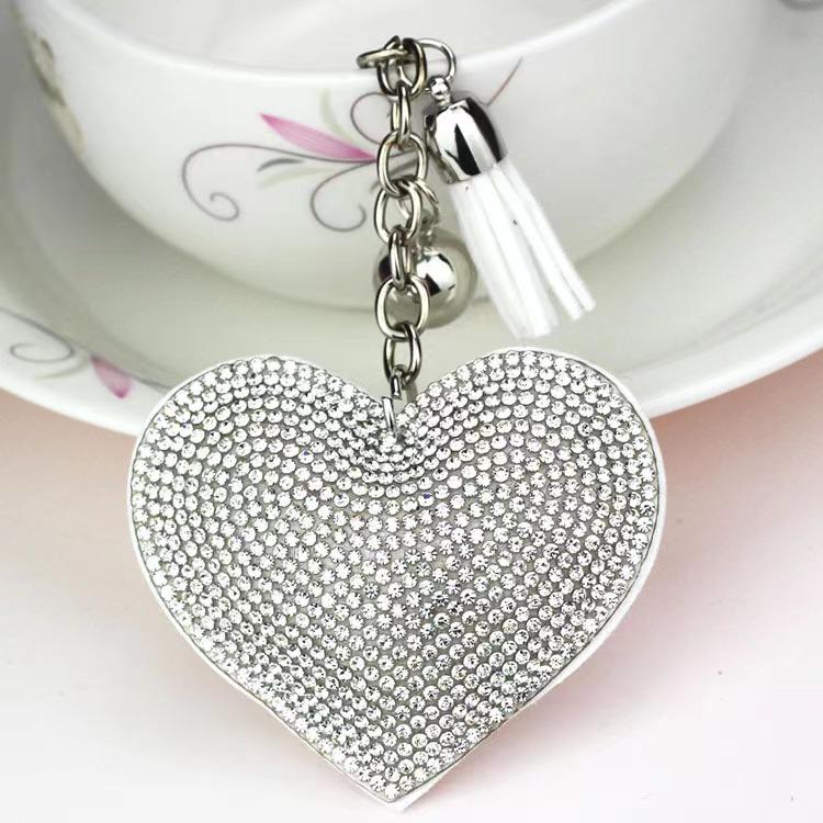 Rhinestone Heart Finger Keychain Bling Crystal Strap Pendant for Key Keychain Handbag Wallet Key Accessories Gift for Women