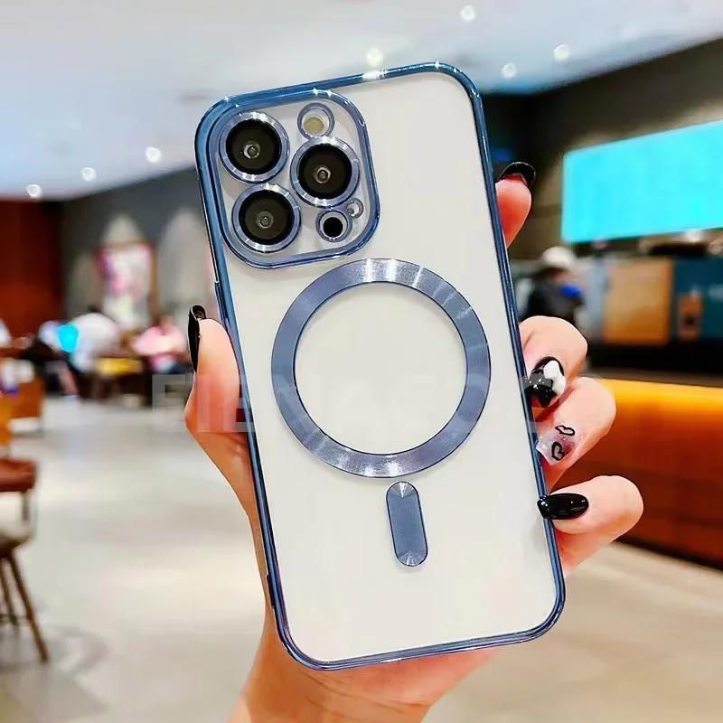 Full Protection Magnetic Wireless Charge Case For  For For Iphone 17 16 15 14 13 12 Pro Max Case With Camera Lens Protector
