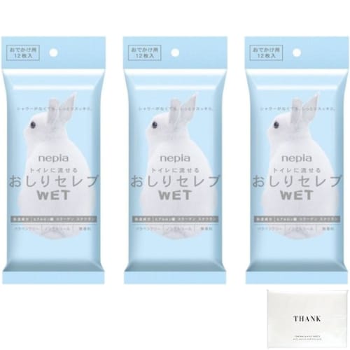 Oshiri Celeb WET On-the-Go Cleaners, Unscented, 12 Sheets (3 Packs)