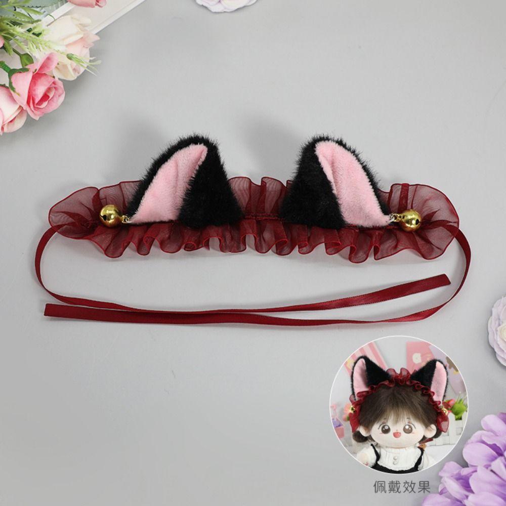 Cute Animal Ear Dress Up Doll Maid Style Cat Ears hairband Cotton doll headwear  20cm Doll