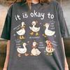 Mental Health Goose PNG, Motivational Duck Doodle Sublimation, Self Care Affirmations, Cute Coquette Bird Clipart, Positive Mindset T-Shirt