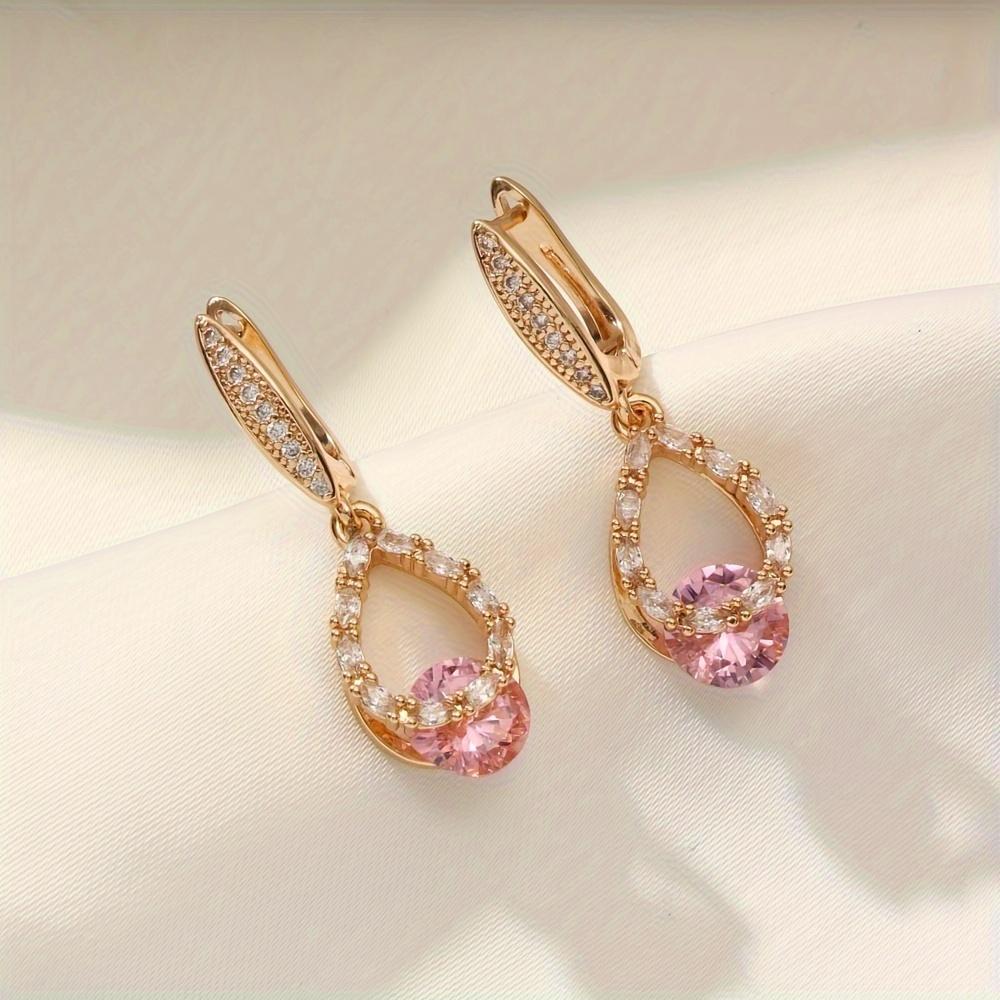 Luxurious Water Drop Shape Zirconia Dangle Earrings for Women 2025 New Fashion Earring Golden Party Jewelry Accessories