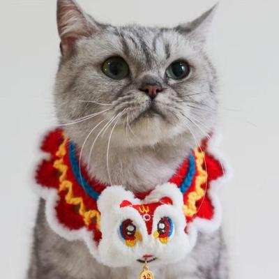 New Year Pet Bib & Woolen Scarf: Spring Festival Collar for Attracting Wealth and Blessings