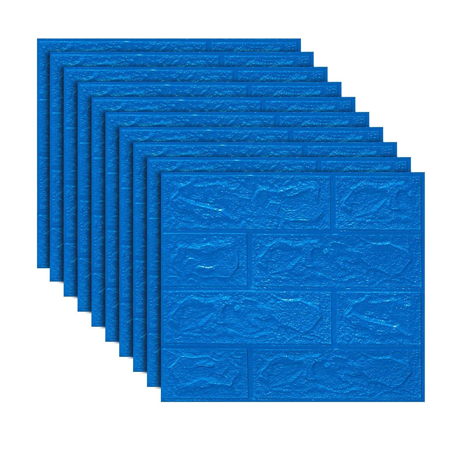 

10 шт. 3D самоклеящаяся плитка из камня, кирпичной стены, наклейки из мягкой пены, панели синий