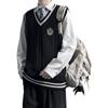 Gilet Maglione Originale Academy da Uomo con Scollo a V - Maglieria Autunno/Inverno in Caldo Stile Uniforme Scuro