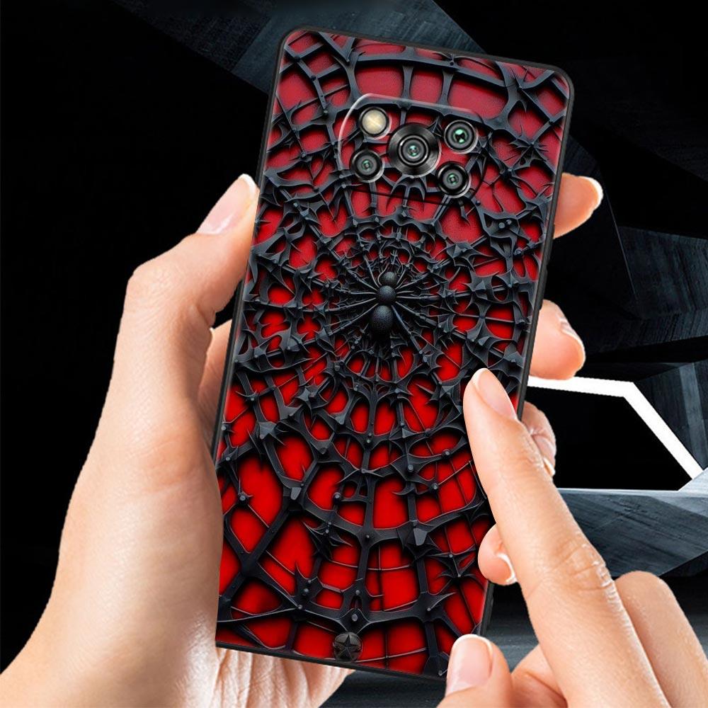 Spider Web Phone Case Cover for Xiaomi Poco F7 Ultra F6 F5 F4 F3 X6 X5 X4 X3 NFC C51 C55 M4 GT 5G Soft TPU Shell Fundas Capas