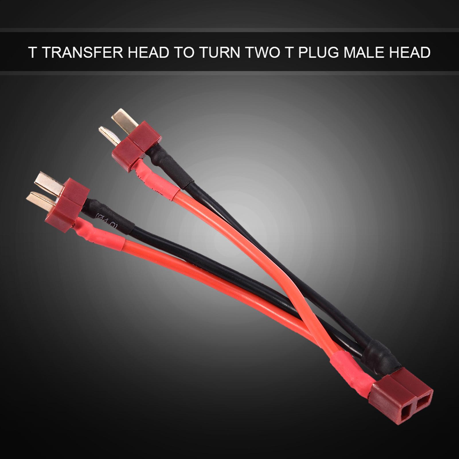 

T Plug Lipo RC Battery Pack Parallel Adapter Connector 1 Female to 2 Male 14AWG Cable
